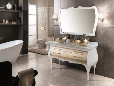 Mobilier baie New Classic Lacatto opaco e foglia oro Rialto 2 Gaia Mobili Italia